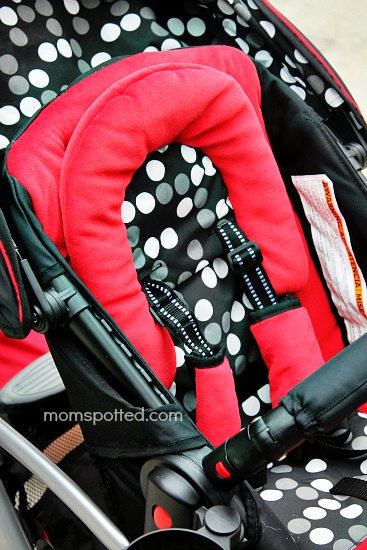 contours double stroller red polka dot