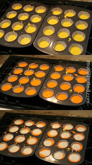 How to make {Candy Corn Cupcakes} #Halloween #cupcake #candycorn momspotted.com