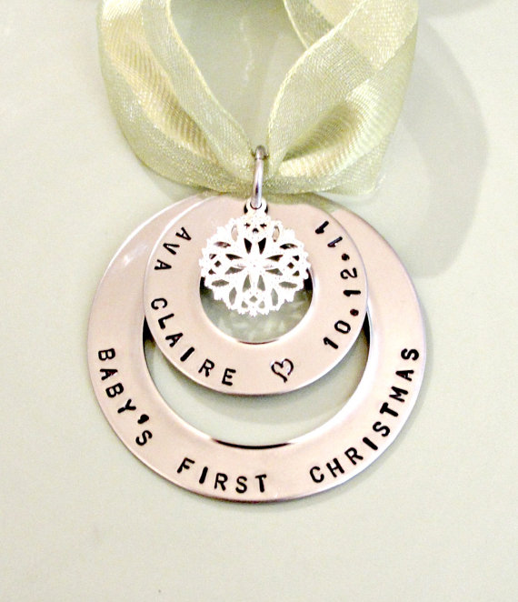 Babys First Christmas Ornament, Silverplate Baby Spoon Ornament, Customized  Baby Ornament, Custom Hand Stamped 1st Ornaments 