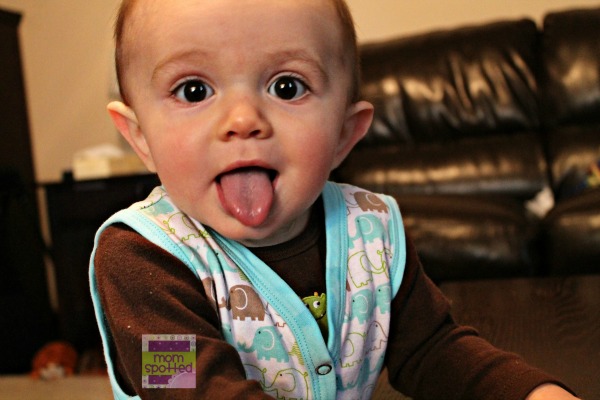 Sawyer James Tongue in Zutano  #momspotted