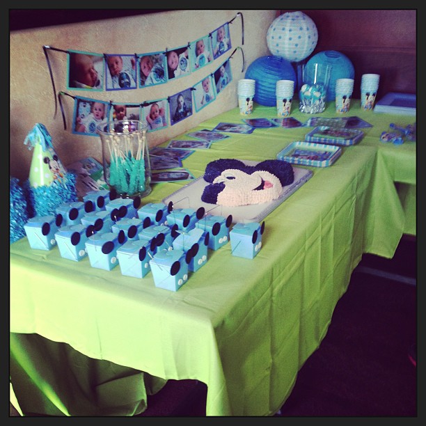 Sawyer's 1st Birthday Party {Mickey Mouse Themed} Baby Blue #momspotted #PartyCity
