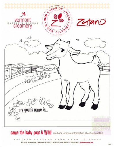 Name the Goat Coloring Contest from Vermont Creamery & Zutano