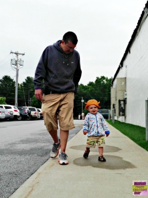 daddy & Sawyer walking together Gymboree & Zutano
