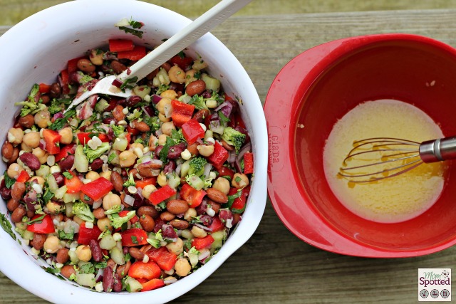 Three Bean Veggie Salad #Recipe