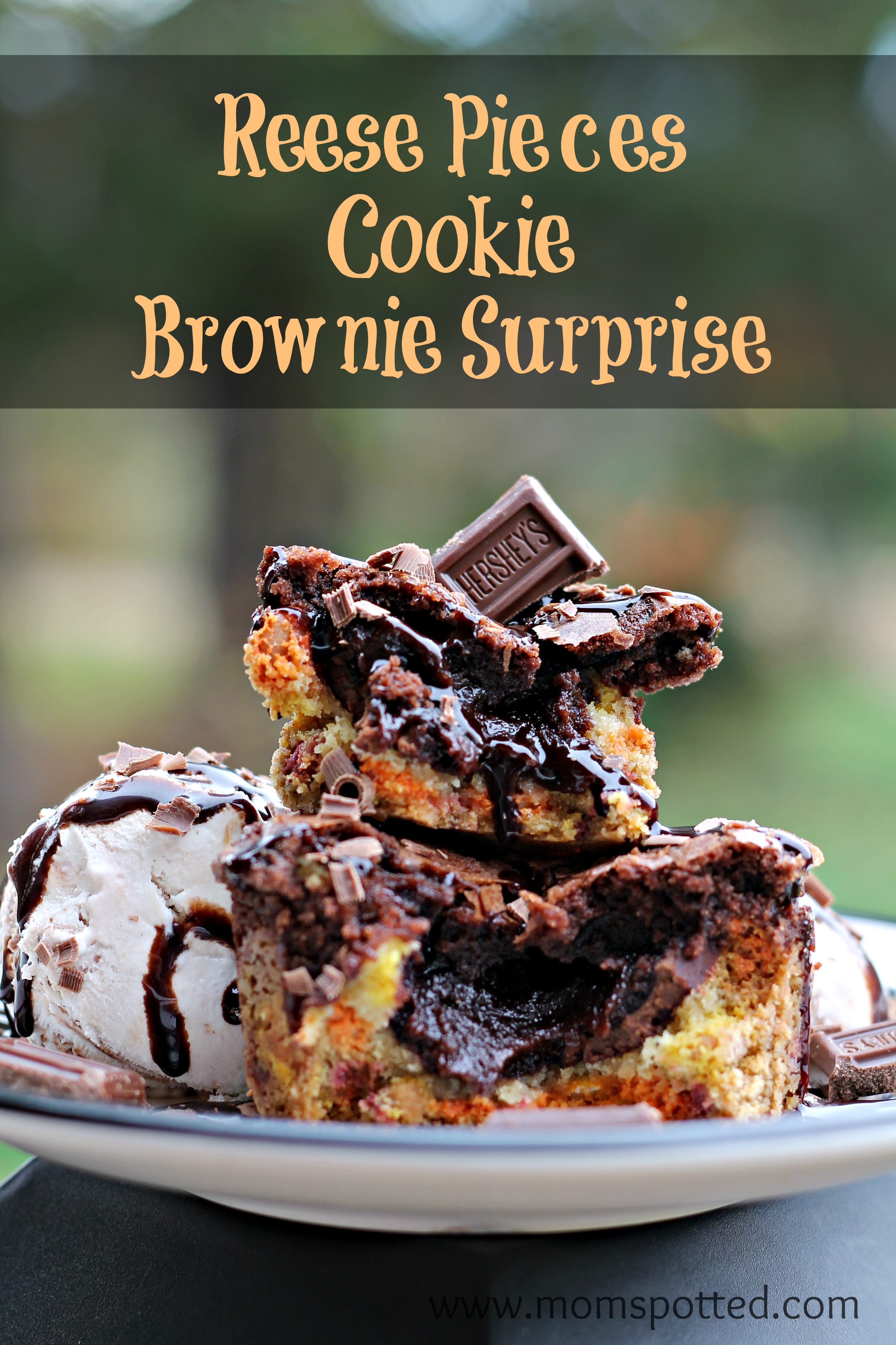 Got Candy? Make our Reese's Pieces Cookie Brownie Surprise Recipe! #HersheysHalloween #momspotted