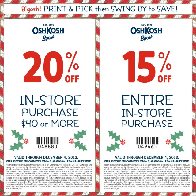 Oshkosh in store hot sale coupon