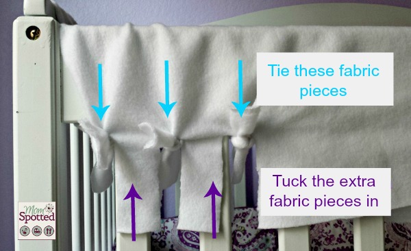 No Sew Fleece Tied Teething Crib Rail Cover Tutorial #momspotted