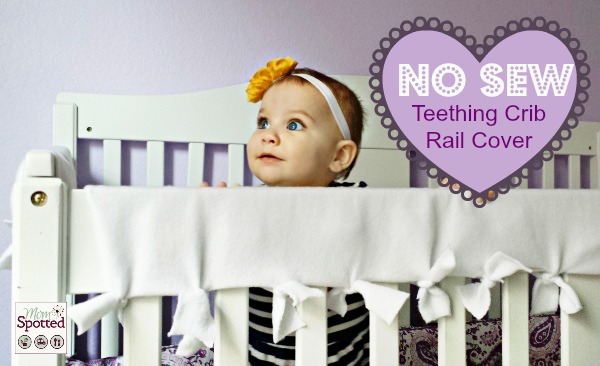 No Sew Fleece Tied Teething Crib Rail Cover Tutorial