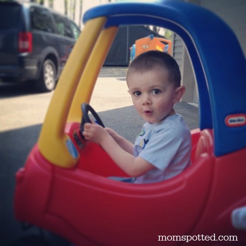 Sawyer James 2 years old Little Tikes Cozy Coupe