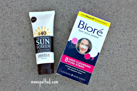 Bioré pore strips and Lavanila sunscreen