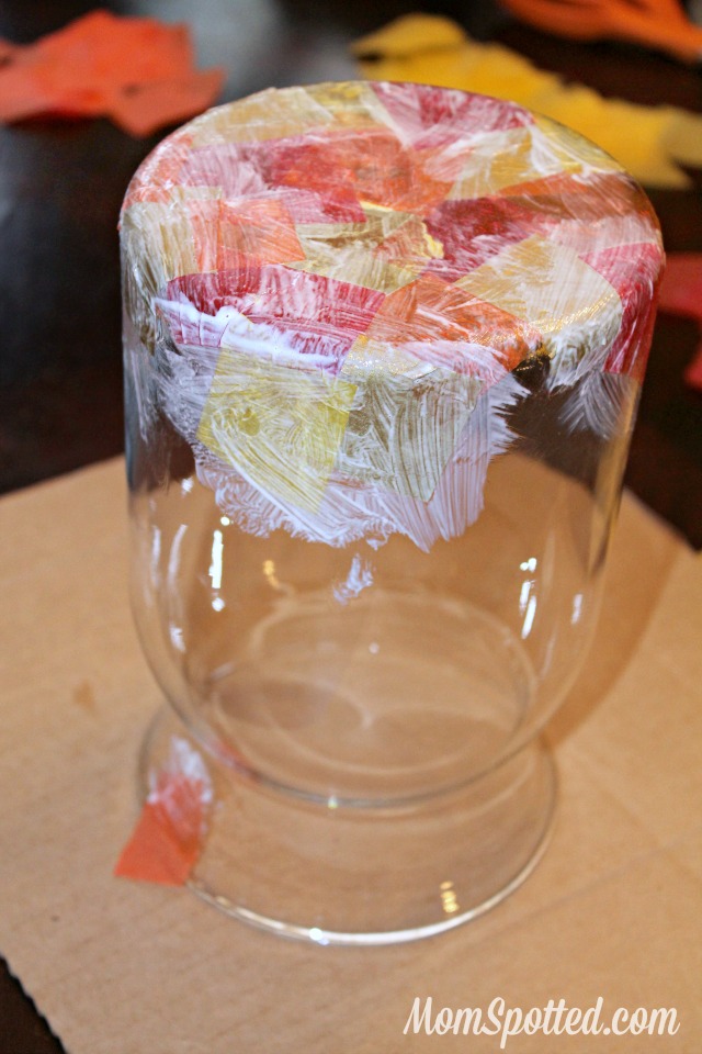 DIY Mosaic Fall Vase #FunCraftsWithMom #ModgePodge #HomeDecor #Craft #Diy momspotted.com