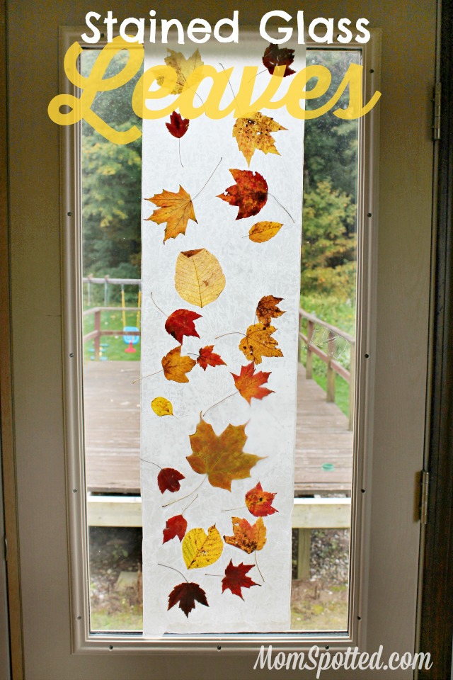 Stained Glass from Wax Paper Leaves {Easy Autumn Craft Tutorial} #FunCraftsWithMom #KidsCraft #Fall #Leaves momspotted.com