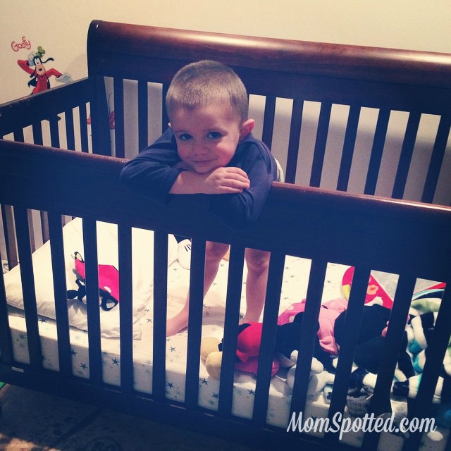Sweet Sawyer James in his Crib