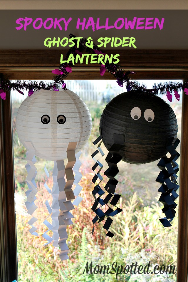 Spooky Halloween Ghost & Spider Lanterns #FunCraftsWithMom | Tutorial Found on momspotted.com