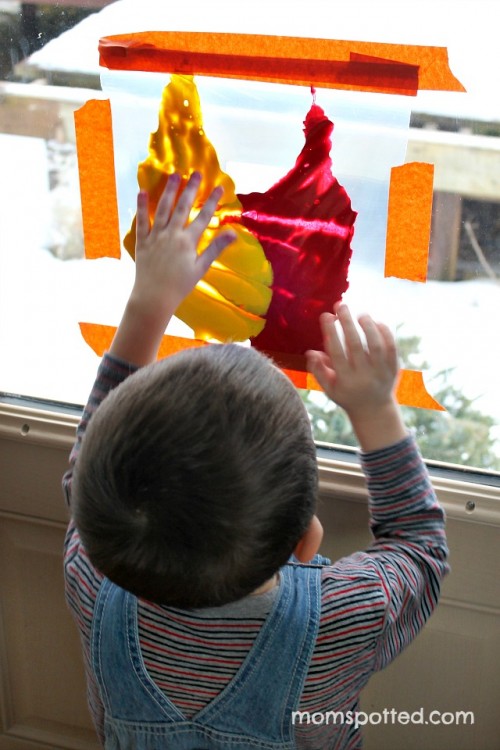 Sawyer loves his Mess free Finger painting!