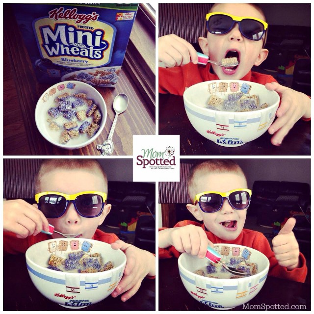 Sawyer James loves Blueberry Frosted Mini Wheats by Kelloggs