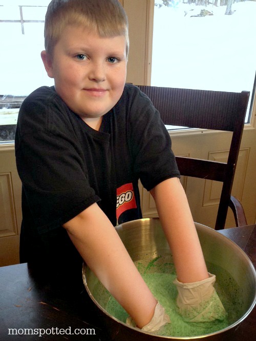 Make some fun, gooey Green Sparkle Leprechaun Slime in celebration of St. Patrick's Day with your toddler or preschool kids! Great summer science fun!