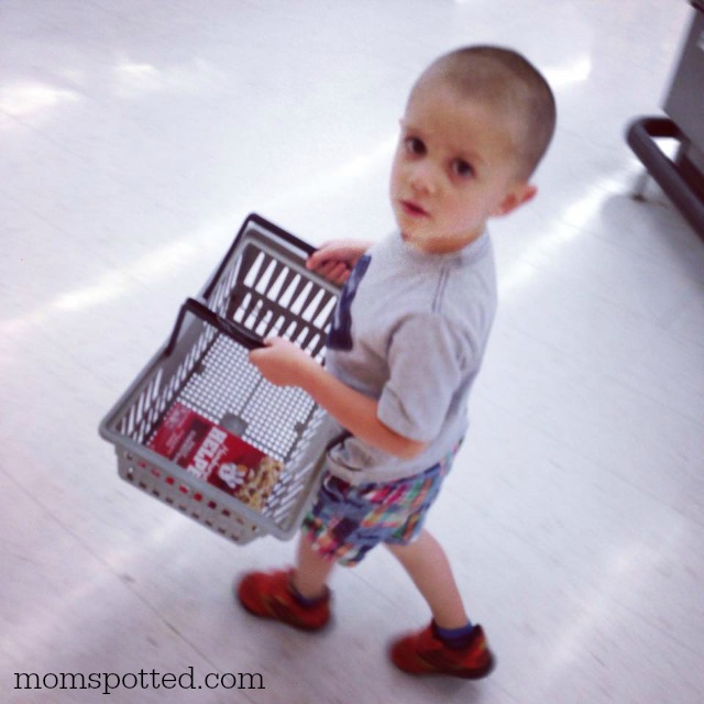 Sawyer helping grocery shop