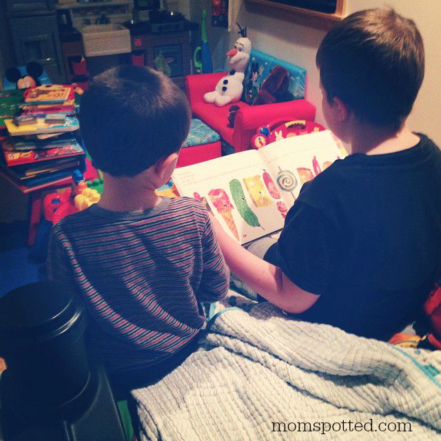 Brothers reading together