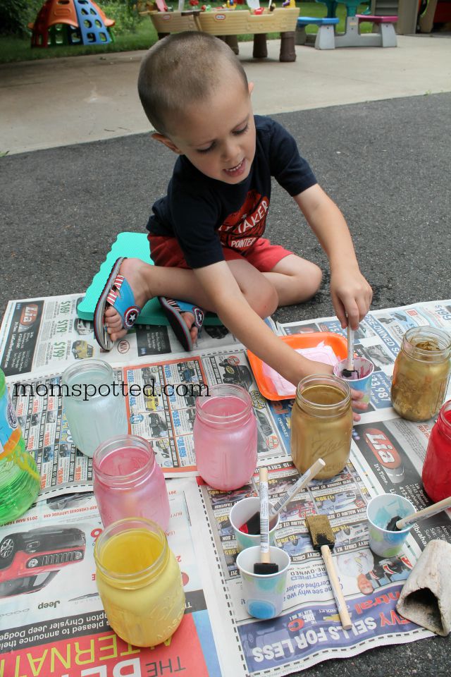 Sawyer painting mason jars