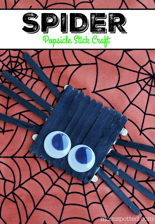 Halloween Spider Popsicle Stick Art Craft for Kids #FunCraftsWithMom