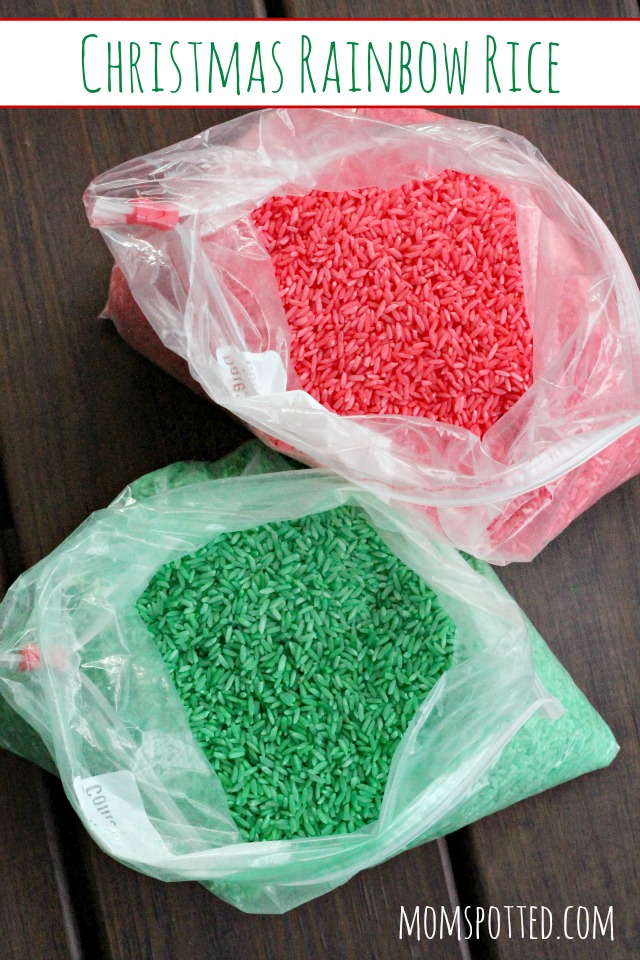 Preschool Christmas Rainbow Rice {Fun Crafts with Mom}