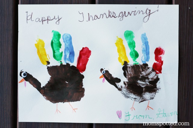 Turkey Handprint Thanksgiving Day Card Craft on Mom Spotted