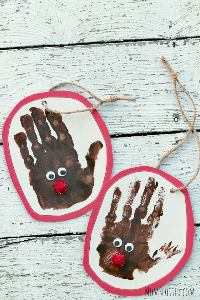 Preschool Reindeer Handprint Ornaments