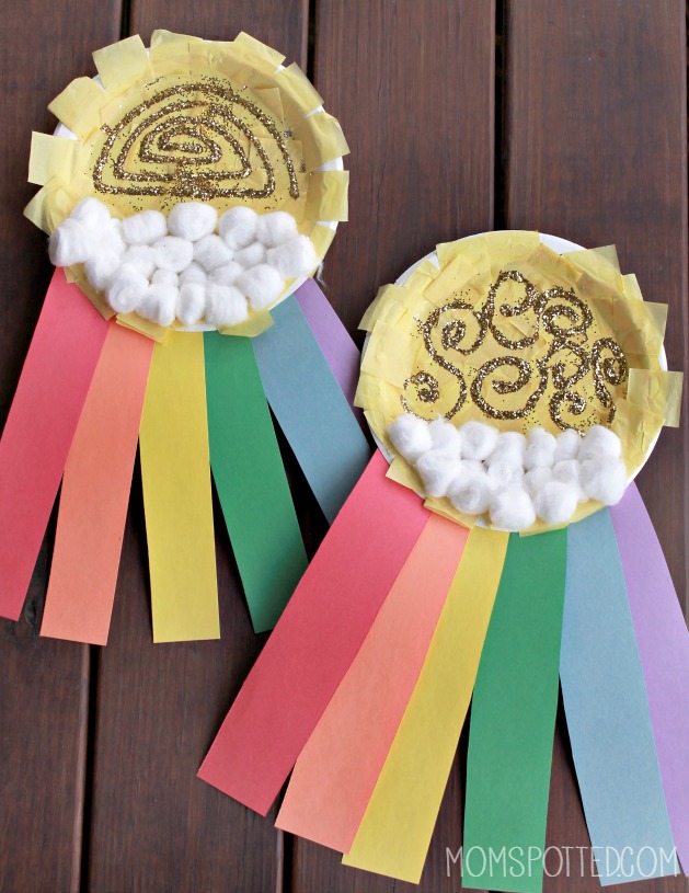 Rainbow Sun Clouds Paper Plate Craft 