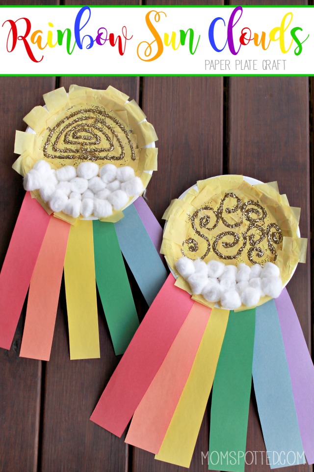 Rainbow Sun Clouds Paper Plate Craft - Fun Crafts with Mom