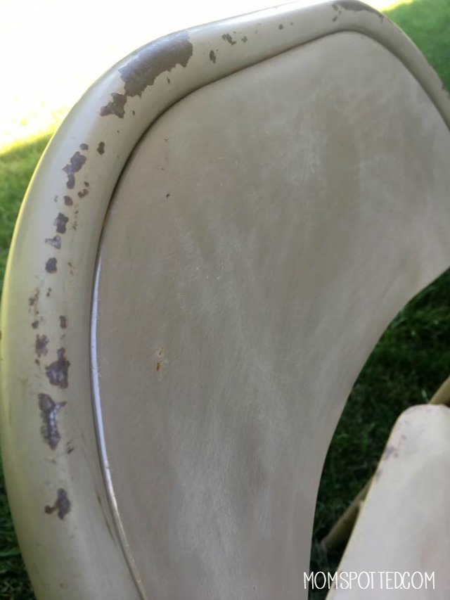 metal chair sanded