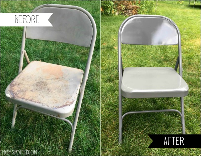 DIY Spray Painting Metal Folding Chairs Mom Spotted