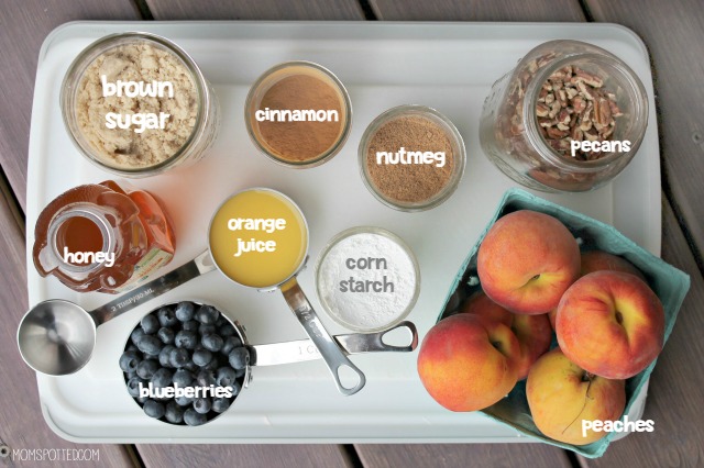 Peach and Blueberry Oat Crisp Ingredients labeled