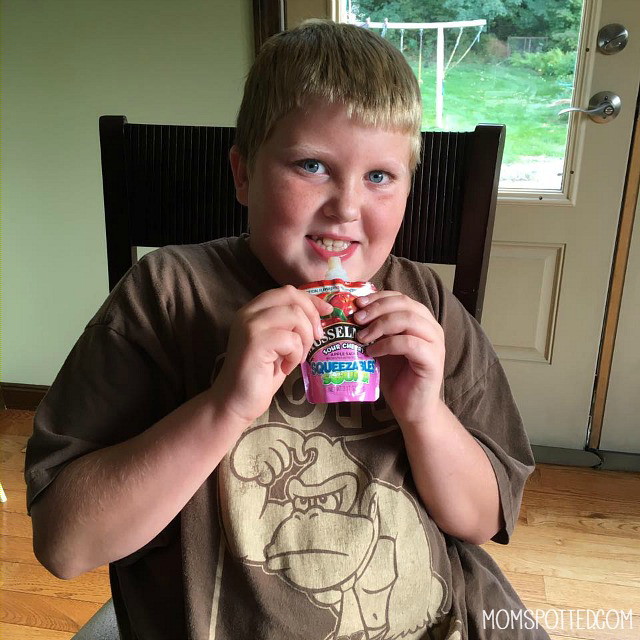 Musselman's Squeezable Sours are the perfect healthy snack for Gavin! 