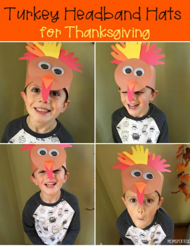 Turkey Handprint Headband Hat Craft for Thanksgiving