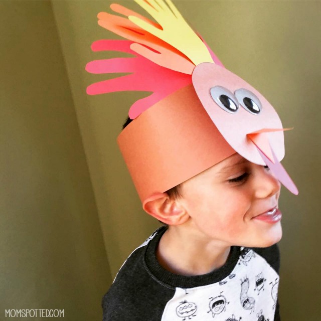 Turkey Handprint Headband Hat Craft for Thanksgiving