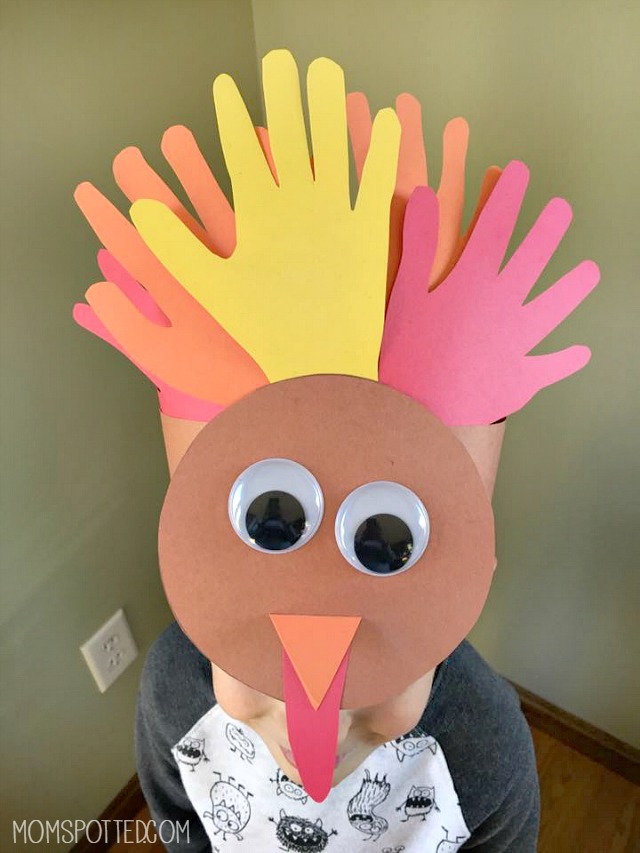 Turkey Handprint Headband Hat Craft for Thanksgiving