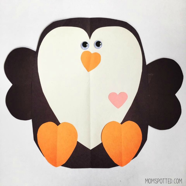 Penguin Valentine Heart-Shaped Craft - Mom Spotted