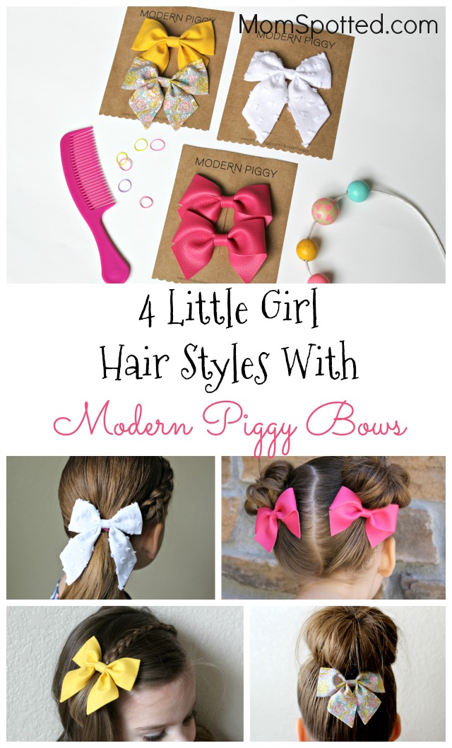 Four Little Girl Hair Styles Ideas With Modern Piggy Bows - Mom Spotted