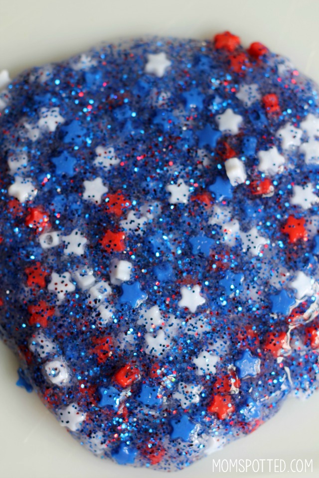 Red White & Blue Glitter Slime